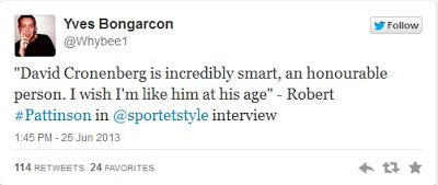 Роб сказал о Дэвиде Кроненберге во время пресс-конференции «Dior»